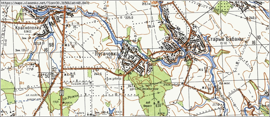Карта ПУГАЧІВКА, Черкаська область, Уманський район