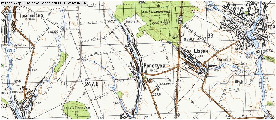 Карта РОПОТУХА, Черкаська область, Уманський район