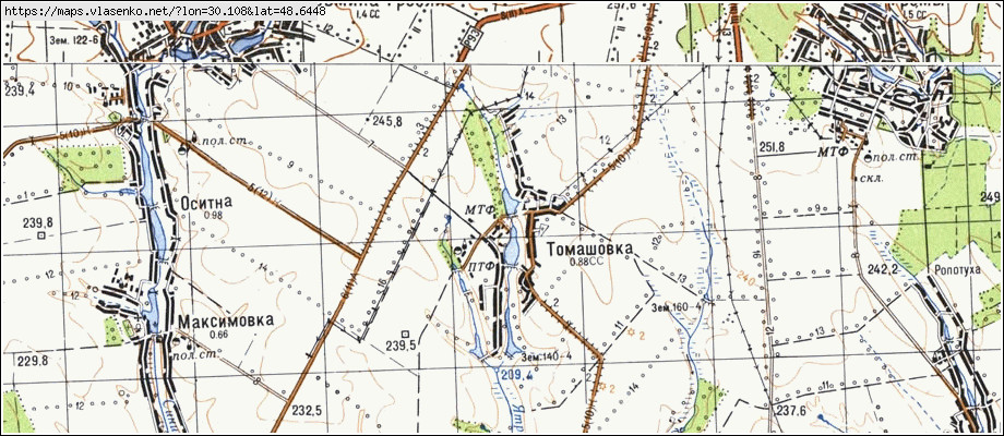 Карта ТОМАШІВКА, Черкаська область, Уманський район