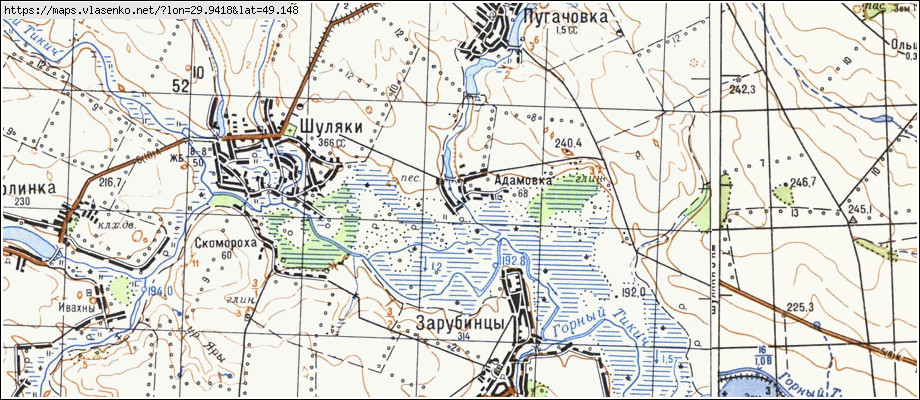 Карта АДАМІВКА, Черкаська область, Жашківський район