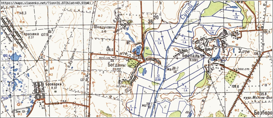 Карта БОГДАНИ, Черкаська область, Золотоніський район