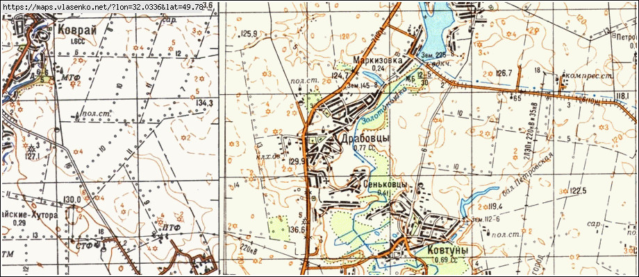 Карта ДРАБІВЦІ, Черкаська область, Золотоніський район