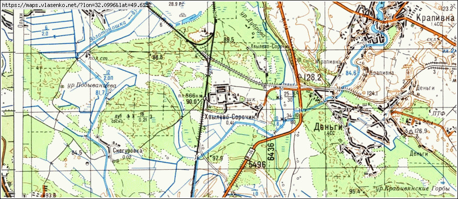 Карта ХВИЛЬОВО-СОРОЧИН, Черкаська область, Золотоніський район