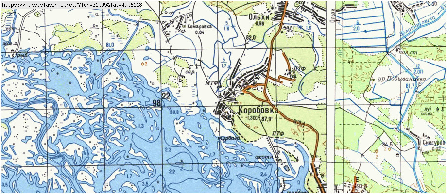 Карта КОРОБІВКА, Черкаська область, Золотоніський район