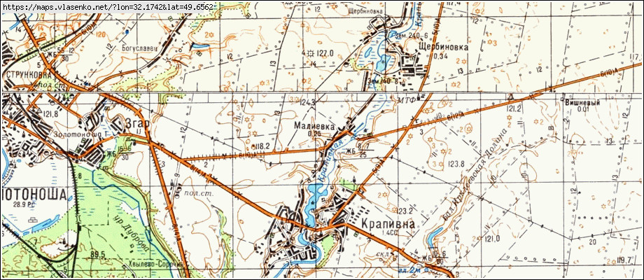 Карта МАЛІЇВКА, Черкаська область, Золотоніський район