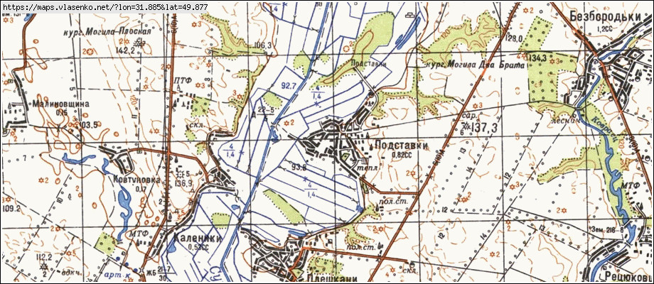 Карта ПІДСТАВКИ, Черкаська область, Золотоніський район