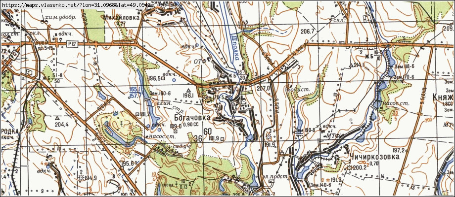 Карта БАГАЧІВКА, Черкаська область, Звенигородський район