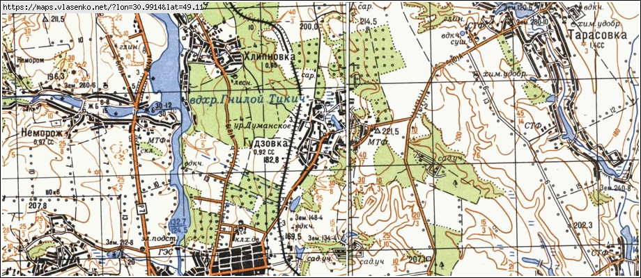 Карта ГУДЗІВКА, Черкаська область, Звенигородський район