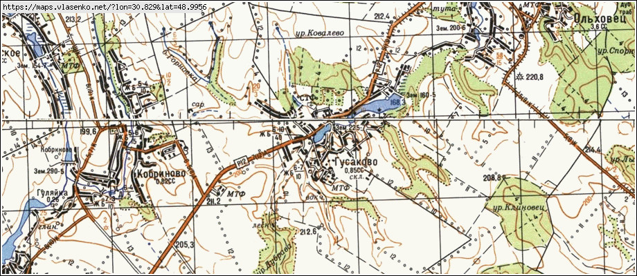 Карта ГУСАКОВЕ, Черкаська область, Звенигородський район