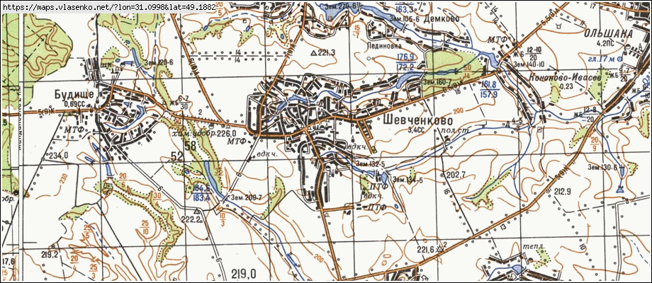 Карта ШЕВЧЕНКОВЕ, Черкаська область, Звенигородський район