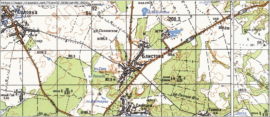 Карта БЛИСТОВА, Чернігівська область, Новгород-Сіверський район