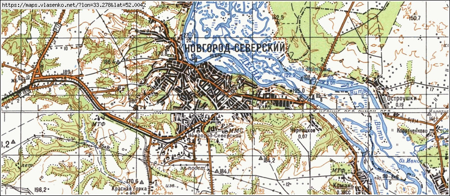 Карта НОВГОРОД-СІВЕРСЬКИЙ, Чернігівська область, Новгород-Сіверський район
