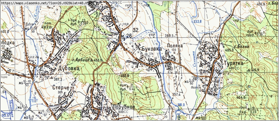Карта БУКІВКА, Чернівецька область, Герцаївський район