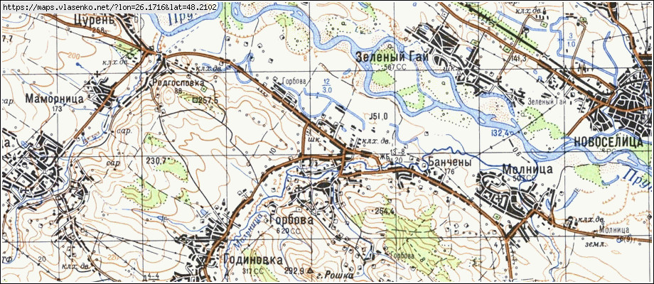 Карта ГОРБОВА, Чернівецька область, Герцаївський район