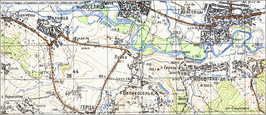Карта ЛУНКА, Чернівецька область, Герцаївський район