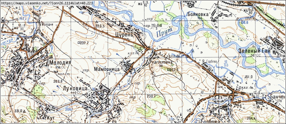 Карта РАДГОСПІВКА, Чернівецька область, Герцаївський район