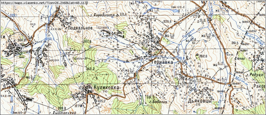 Карта ТЕРНАВКА, Чернівецька область, Герцаївський район