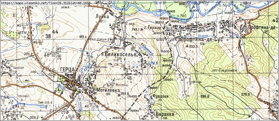 Карта ВЕЛИКОСІЛЛЯ, Чернівецька область, Герцаївський район