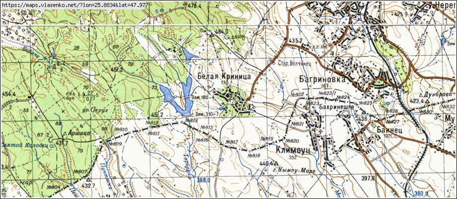 Карта БІЛА КРИНИЦЯ, Чернівецька область, Глибоцький район