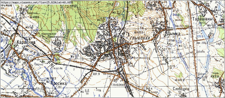 Карта ГЛИБОКА, Чернівецька область, Глибоцький район