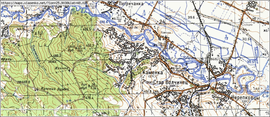 Карта КАМ'ЯНКА, Чернівецька область, Глибоцький район