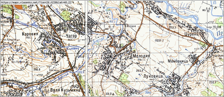 Карта МОЛОДІЯ, Чернівецька область, Глибоцький район
