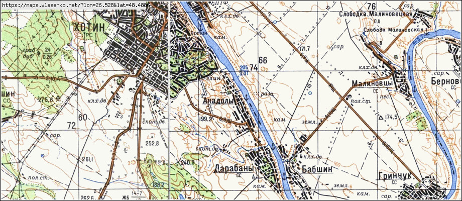 Карта АНАДОЛИ, Чернівецька область, Хотинський район