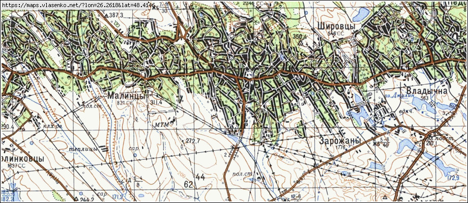 Карта МАЛИНЦІ, Чернівецька область, Хотинський район