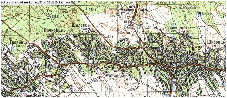 Карта ШИЛІВЦІ, Чернівецька область, Хотинський район