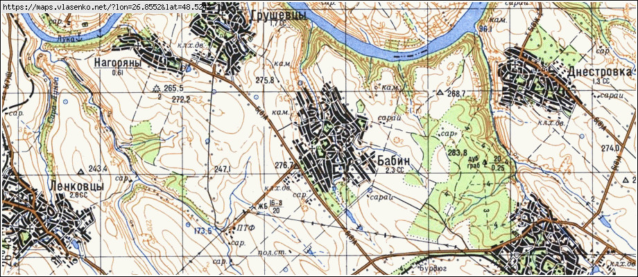 Карта БАБИН, Чернівецька область, Кельменецький район