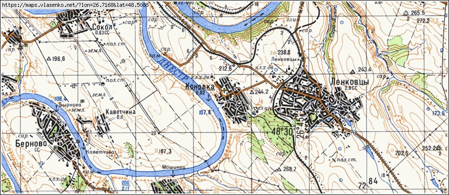 Карта КОНОВКА, Чернівецька область, Кельменецький район