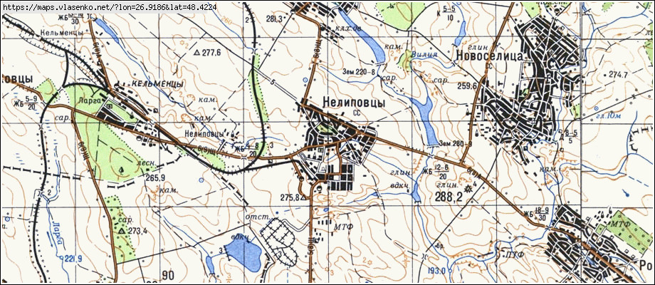 Карта НЕЛИПІВЦІ, Чернівецька область, Кельменецький район