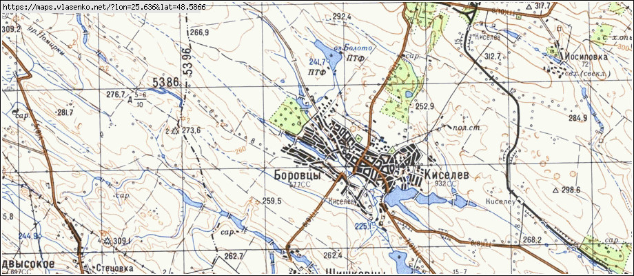 Карта БОРІВЦІ, Чернівецька область, Кіцманський район