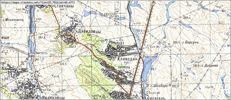 Карта КЛІВОДИН, Чернівецька область, Кіцманський район