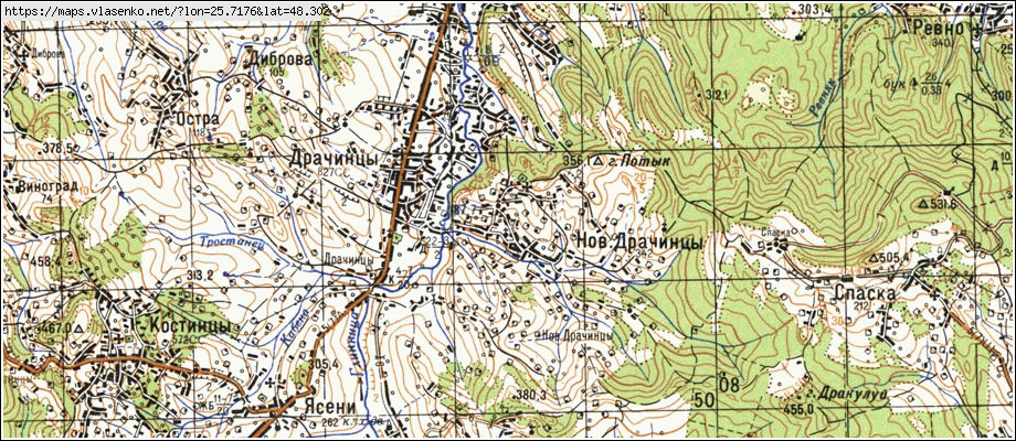 Карта НОВІ ДРАЧИНЦІ, Чернівецька область, Кіцманський район