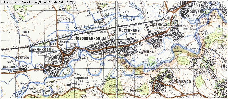 Карта ДУМЕНИ, Чернівецька область, Новоселицький район