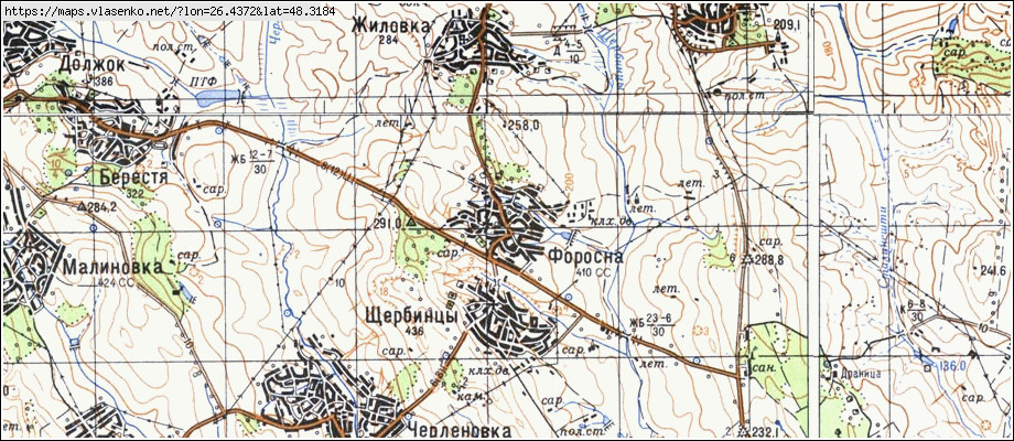 Карта ФОРОСНА, Чернівецька область, Новоселицький район