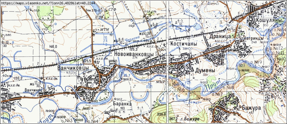 Карта НОВОІВАНКІВЦІ, Чернівецька область, Новоселицький район