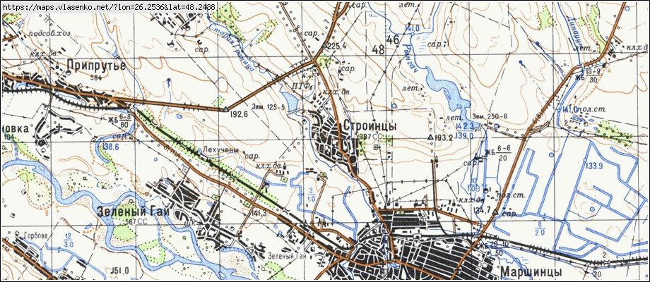 Карта СТРОЇНЦІ, Чернівецька область, Новоселицький район