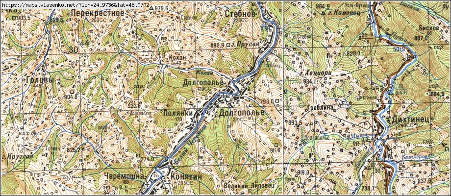 Карта ДОВГОПІЛЛЯ, Чернівецька область, Путильський район