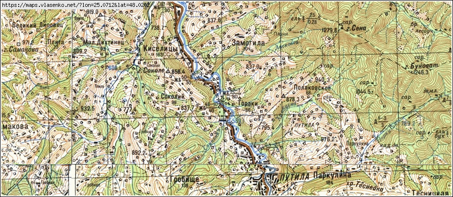 Карта ТОРАКИ, Чернівецька область, Путильський район