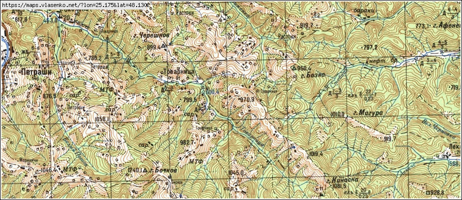 Карта ТОВАРНИЦЯ, Чернівецька область, Путильський район