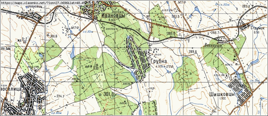 Карта ГРУБНА, Чернівецька область, Сокирянський район