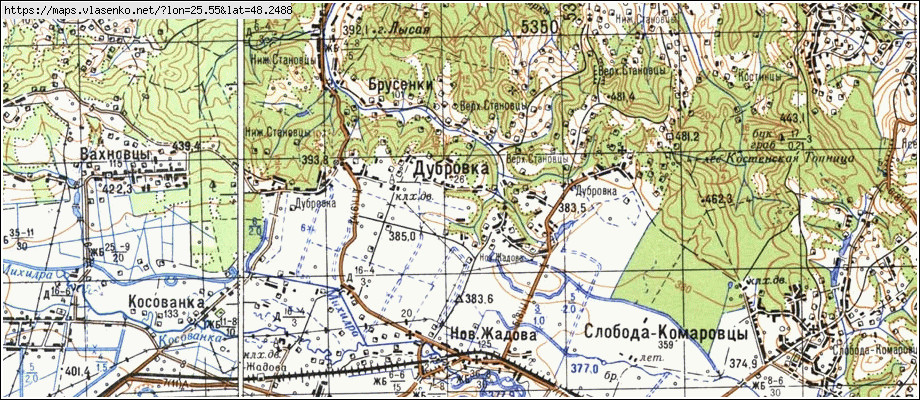 Карта ДІБРІВКА, Чернівецька область, Сторожинецький район