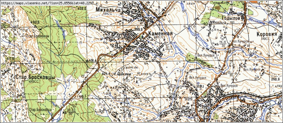 Карта КАМ'ЯНА, Чернівецька область, Сторожинецький район