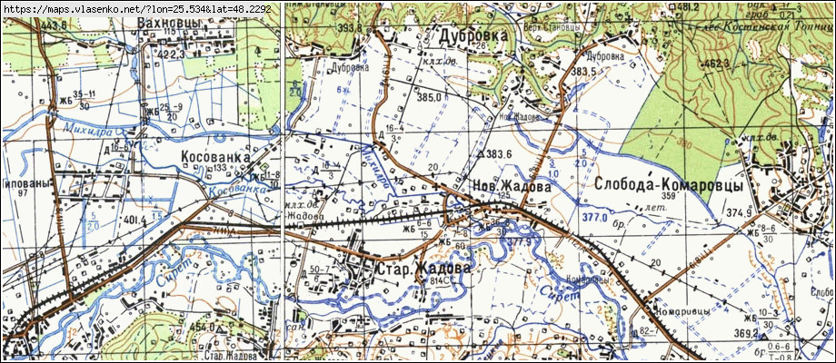Карта НОВА ЖАДОВА, Чернівецька область, Сторожинецький район