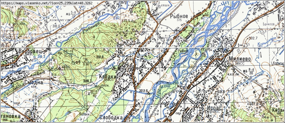 Карта КИБАКИ, Чернівецька область, Вижницький район
