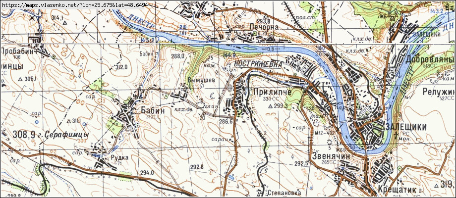 Карта ПРИЛИПЧЕ, Чернівецька область, Заставнівський район