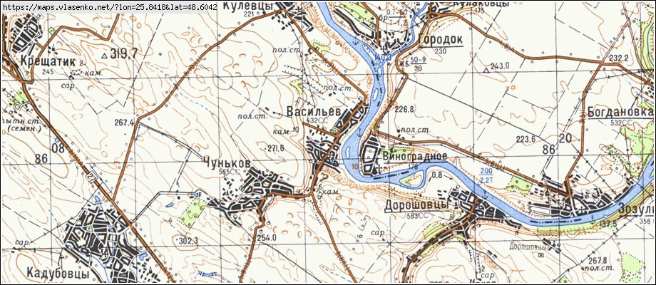 Карта ВАСИЛІВ, Чернівецька область, Заставнівський район
