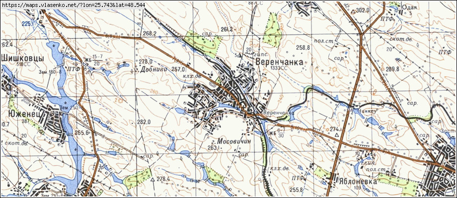 Карта ВЕРЕНЧАНКА, Чернівецька область, Заставнівський район